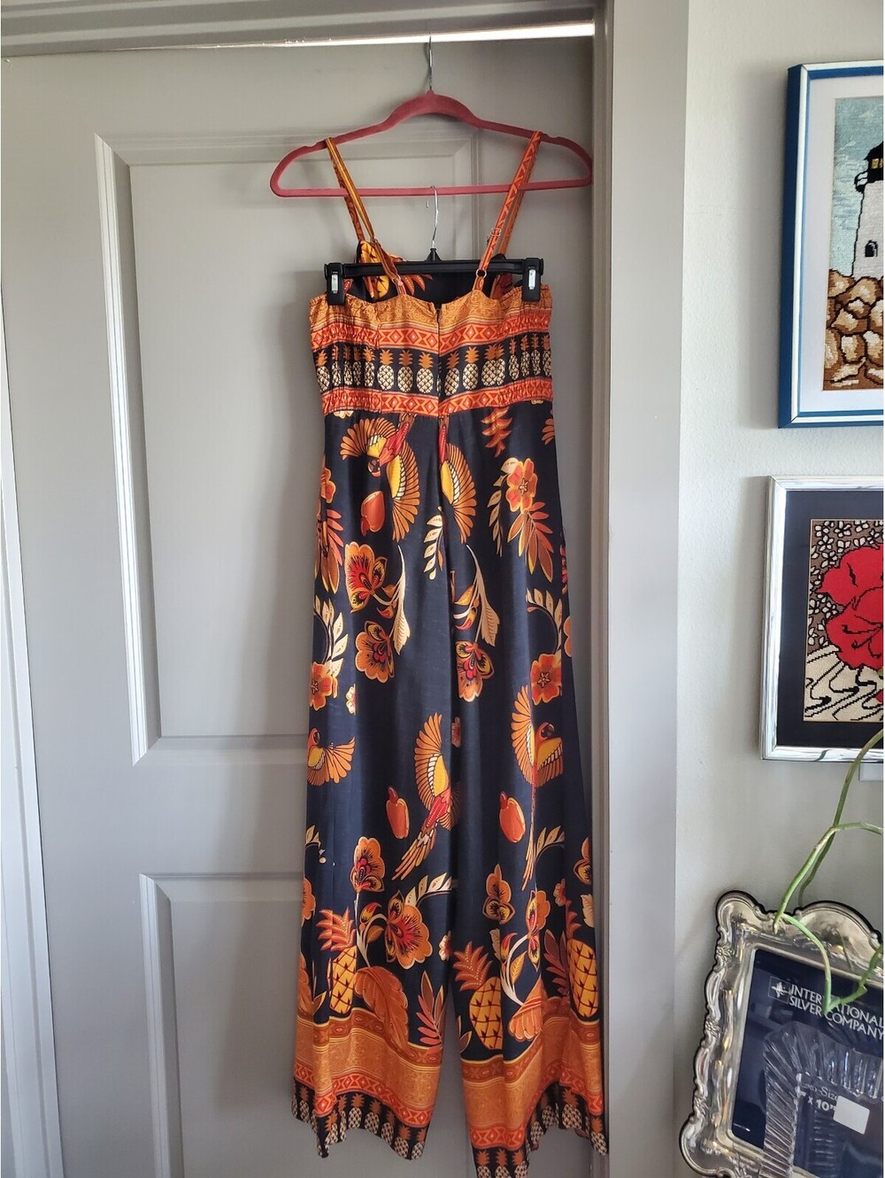 Boho Tropical Macaw Parrot Wide-Leg Jumpsuit